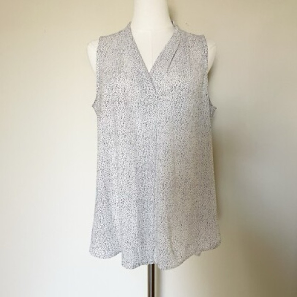 Vince Camuto White and Black Sleeveless Blouse